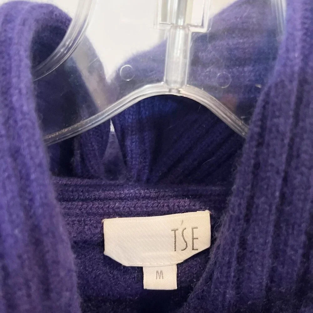 TSE Purple Cashmere Pullover Sweater Foldover Collar Shawl - Size Medium‎